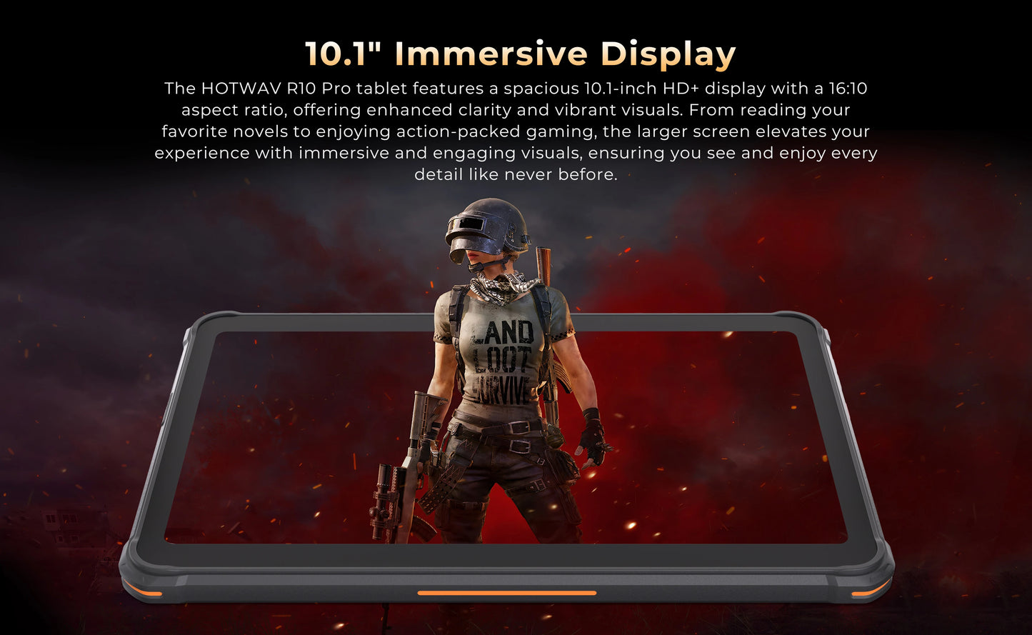 HOTWAV R10 Pro Rugged Tablet 10800mAh Massive Battery 10.1'' HD+ Display Pad Android 14 8GB 256GB 13MP 4G Global Tablet PC