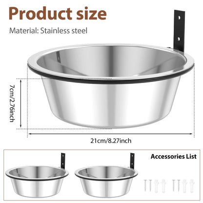2 Pack Wall Mounted Dog Bowl Foldable Stainless Steel Raised Dog Food and Water Bowls Adjustable Height Wall Mounted Cat Food