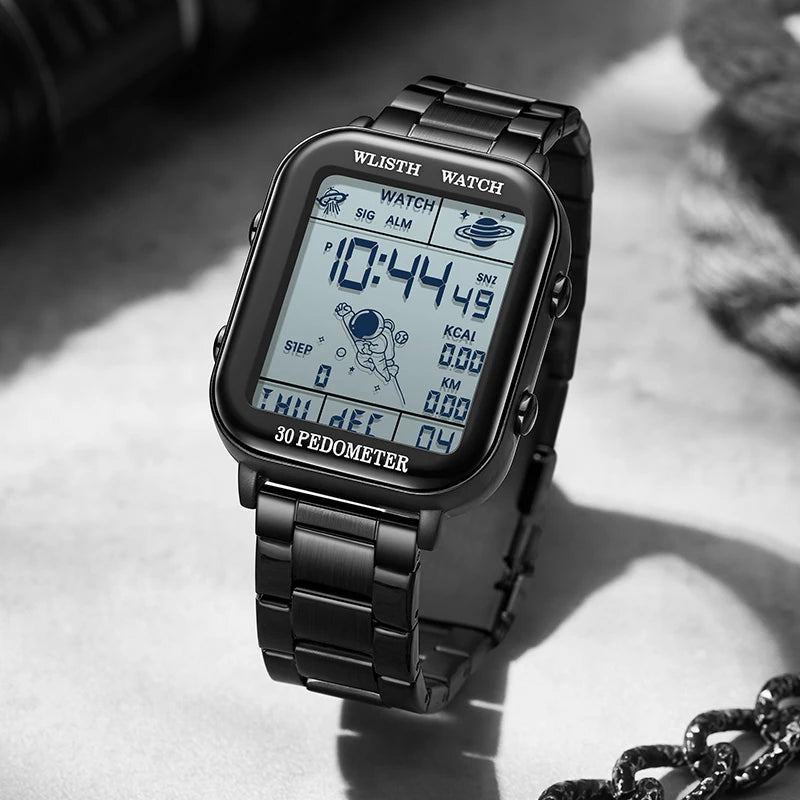 Watches for Man Digital Watch Stopwatch Countdown Wristwatch Calendar Clock Sport Pedometer Calculation Digital montre homme