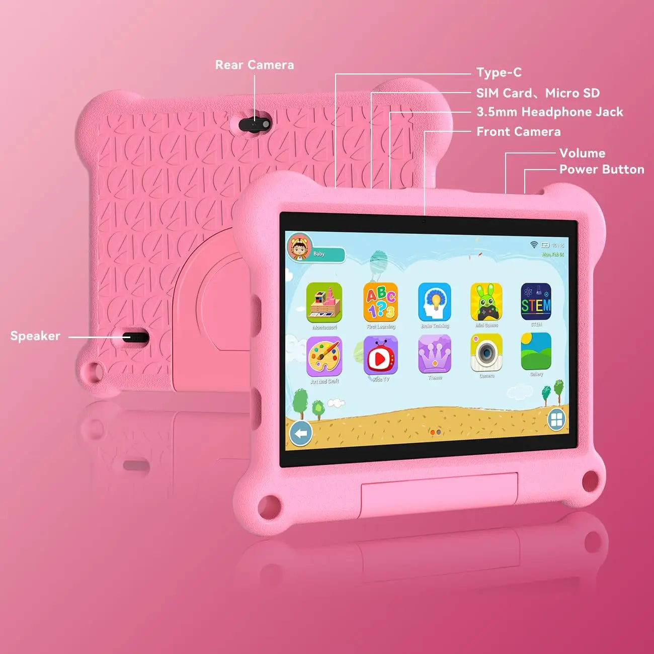 10-Inch Kids Tablet Adreamer KidsPad10Pro 4GB 64GB with Kids Education Software For Children Studying Kids-proof Case