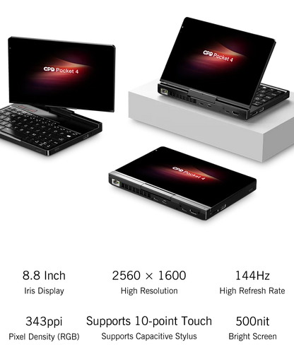 New 2025 version! GPD Pocket 4 8.8-inch AMD Ryzen AI 9 HX 370/8840U 64GB RAM 2TB NVMe Mini Laptop Computer for business