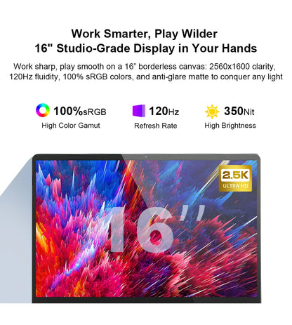 Ninkear A15 Pro Laptop AMD Ryzen 5,16 inch 120Hz 2560*1600 Display Screen 16GB 1TB Fingerprint Unlock Notebook Computer