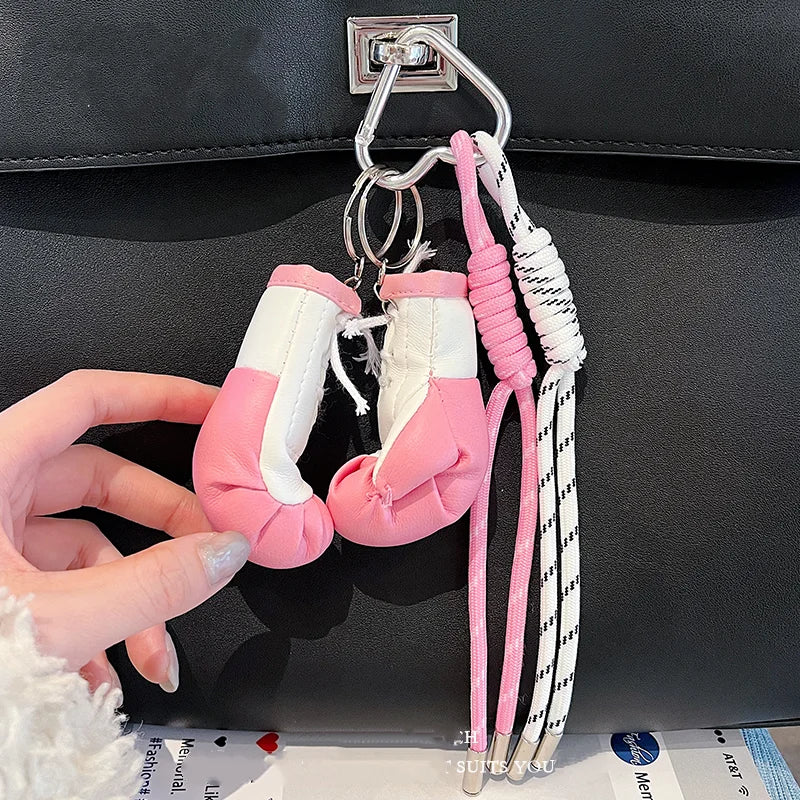 New Boxing Gloves Keychain Fitness Key Chain Sports Backpack Pendant Yoga foam Axis Keychain Bag Charm Fitness Gift