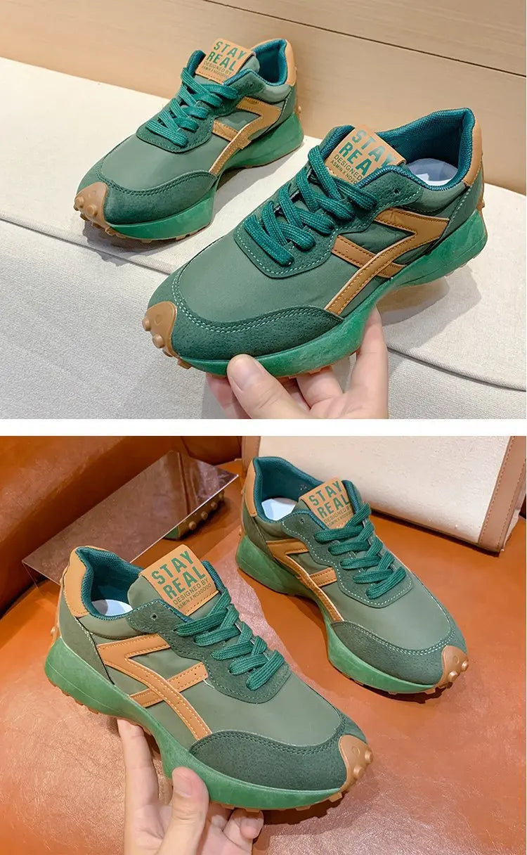 Sneakers Leather Platform Shoes New Fashion Women Leisure Light Anti-slip Green Running Luxury Shoe Fashion Designer Women Shoes