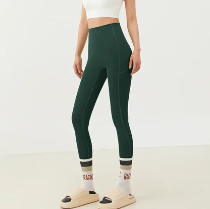 Women's Workout Leggings with Pockets, High Waist Yoga Pants for Running & Cycling, Tummy Control Fitness Tights