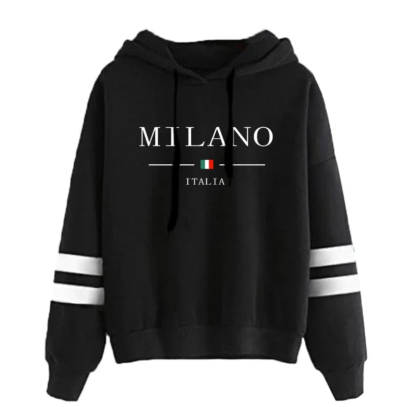 Striped Print Casual Pullover Hoodie