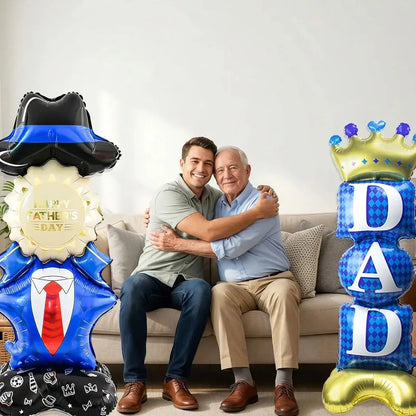 Self Standing DAD Balloons, Large Standing Fathers Day Mylar Balloons for Happy Fathers Day Decorations Birthday Dad Decorations