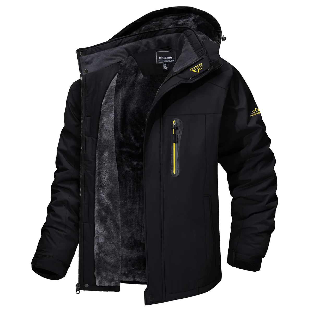 TACVASEN Men's Waterproof Ski Jacket Fleece Lining Warmth Parka Winter Snow Working Outdoors Hooded Coat Rain Shell Windbreaker
