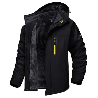 TACVASEN Men's Waterproof Ski Jacket Fleece Lining Warmth Parka Winter Snow Working Outdoors Hooded Coat Rain Shell Windbreaker