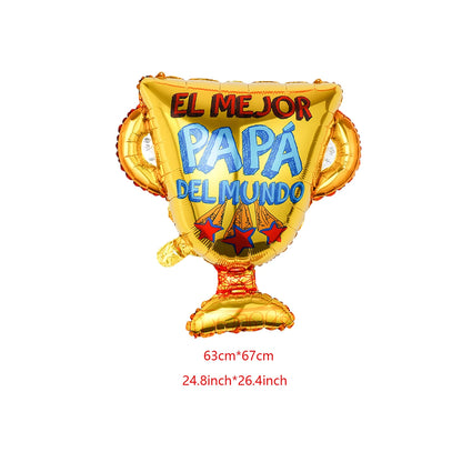 1pc Large Best Dad Trophy Foil Balloons Spanish Father's Day Trophy Balloon Father's Day Party Decorations Dad Gifts