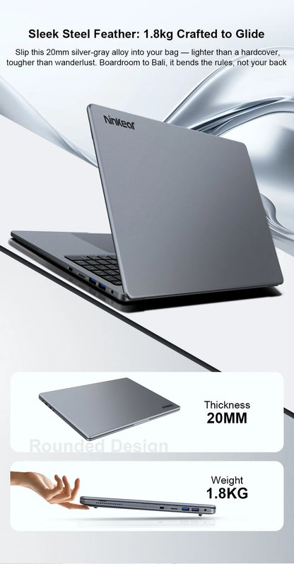 Ninkear A15 Pro Laptop AMD Ryzen 5,16 inch 120Hz 2560*1600 Display Screen 16GB 1TB Fingerprint Unlock Notebook Computer