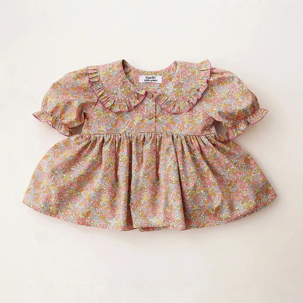 2Pcs Infant Baby Girl Clothes Sets Summer Floral Cotton Toddler Girl Suit For 0-24 Months Comfortable, Daily Wear for Baby Girl