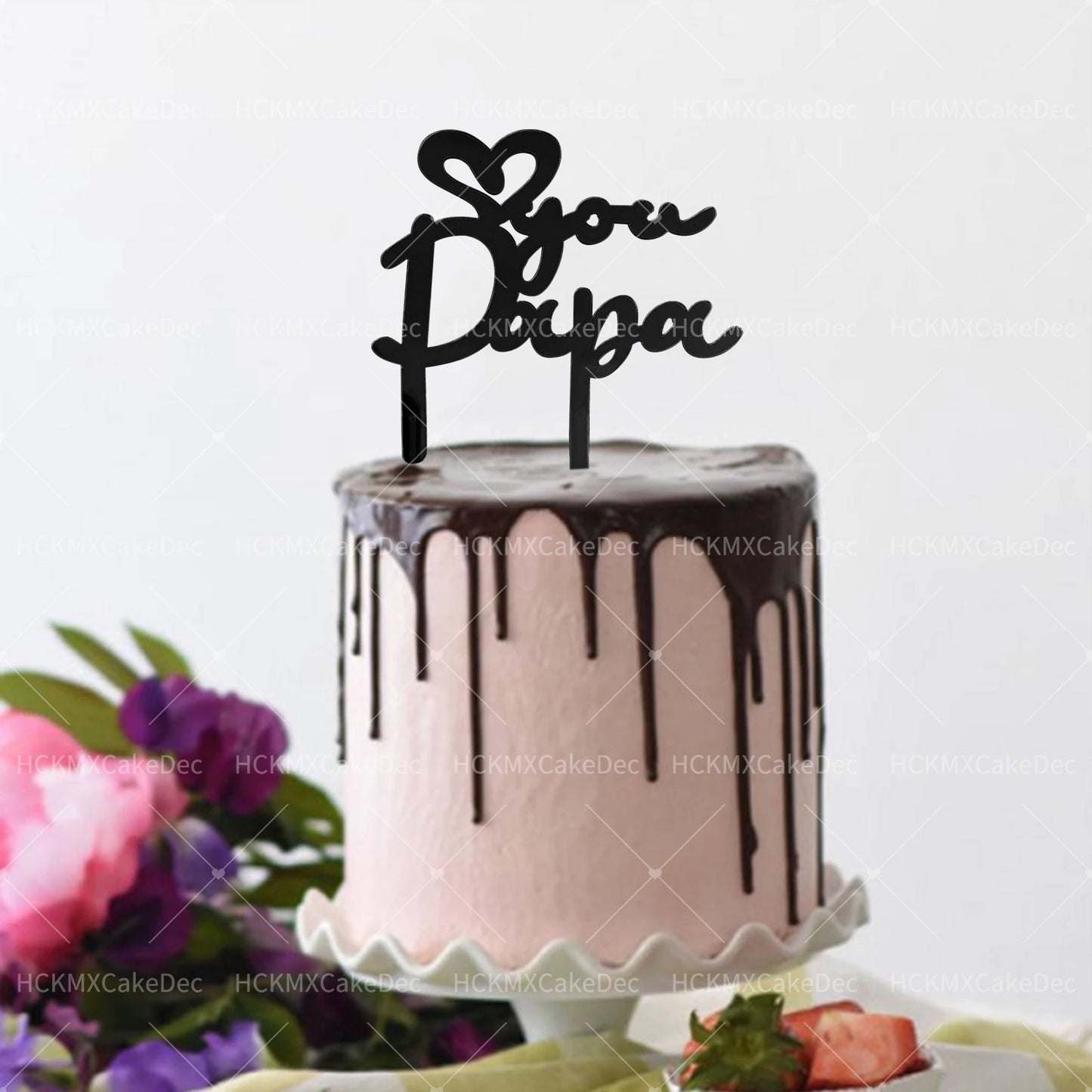 5pcs/1pc Gold Black Father's Day Acrylic Love You Papa Cake Topper for Father's Day Birthday Party DIY Cake Decoration Supplies