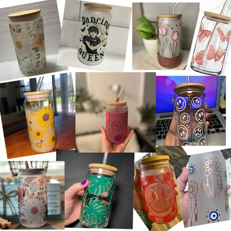 Father's Day UV DTF 3D DIY Cartoon Patter Transfer Sticker Wraps Cup High Quality Durable Waterproof Decals