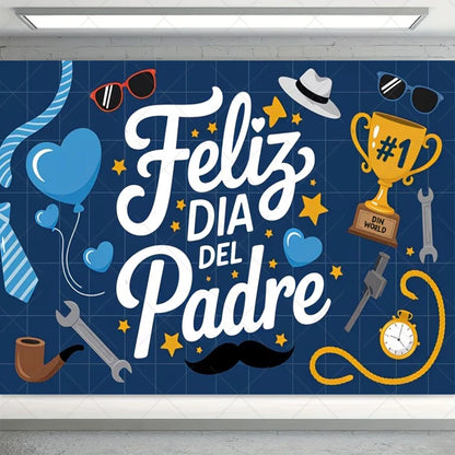 Spanish Happy Father's Day Decor Background I Love Dad Black Suit Tie Family Party Banner Photography Backdrop Supplies Props