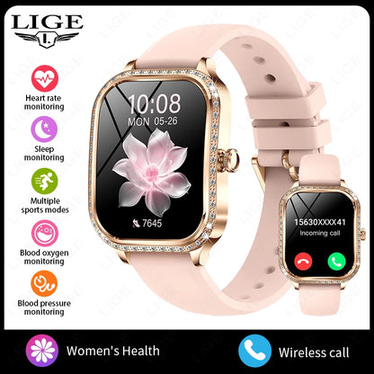 2026 Fashion Women Smart Watch Bluetooth Call Custom Watch Face Fitness Tracker IP68 Waterproof Smartwatch Woman for Android IOS