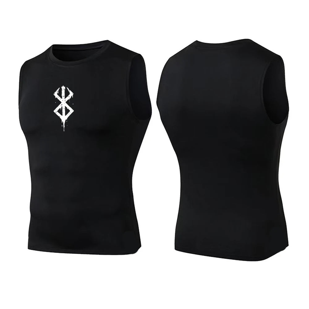 Compression Sleeveless Shirt Men Gym Fitness Basketball Sport Vest Manga Tight Tank Mesh Quick Drying Top Breathable Summer Male