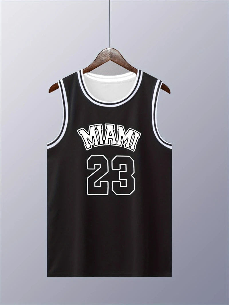 Simple Fashion No.23 Tank Tops For Men Summer Trendy Sleeveless 3D Printed Basketball Vest Casual Oversized Sports Fitness Tops