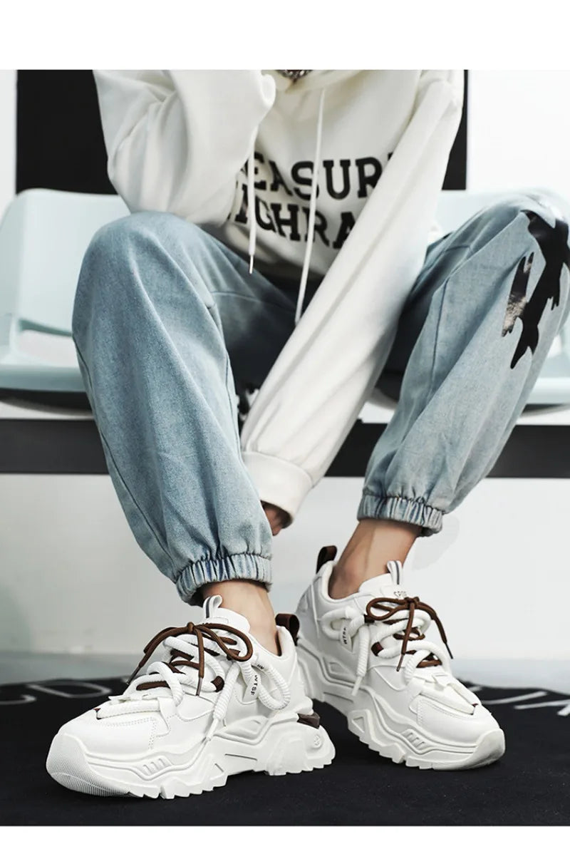 Sneakers for Mens White Platform Sneakers Fashion Versatile Board Shoes Men's Simple Niche Comfort Sports Shoes Tenis Masculino