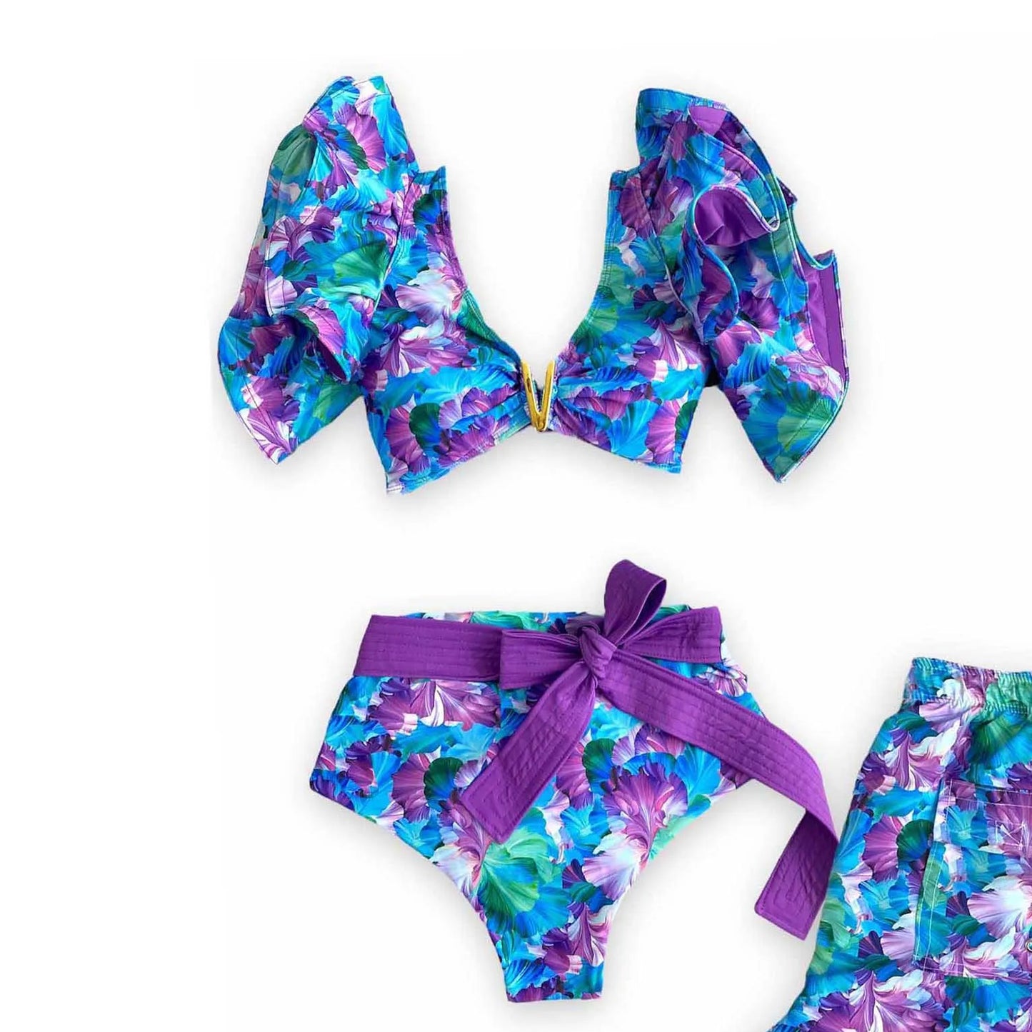 New Sexy Brazilian Bikini Set Ruffle Swimwear Women Push Up Swimsuit High Waist Print Floral Bathing Suit Biquini Female