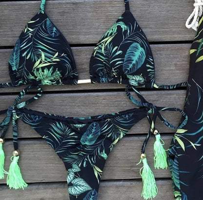 Women's Printed Bikini Beach Holiday Trio
