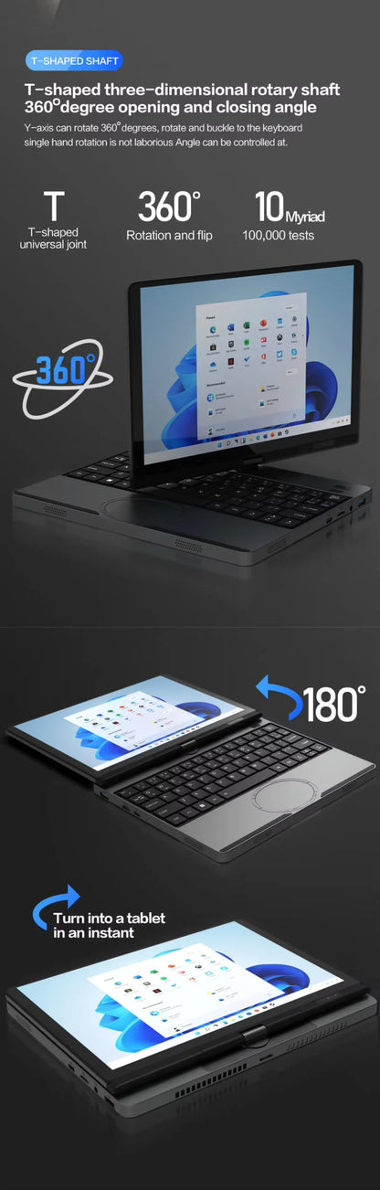 Portable Mini Laptop 10.5inch Touch Screen Notebook N150 32GB+128GB-1TB IPS Small Notebook Portable PC Micro Computer windows 11