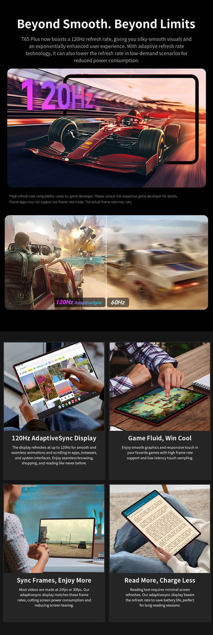 Teclast T65 Plus Android 15 Tablet 13.4" 120Hz IPS 20GB RAM(8GB+12GB) 256GB ROM 10000mAh Dual 4G TLE GPS 13MP AI Camera T65Plus