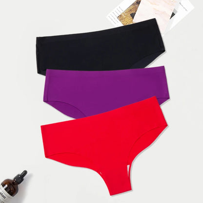 WarmSteps 3Pcs/Set Seamless Woman Panties Underwear Fitness Sports Women's Briefs Ice Silk Sexy Female Lingerie XXL Large Size