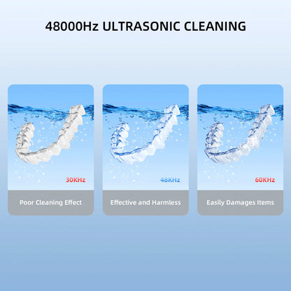 KUNPHY Dental Pod Ultrasonic Retainer Cleaner Machine 200ML with UV 3 Modes for Aligner Nightguard Mouth Guard Oral Dental Care