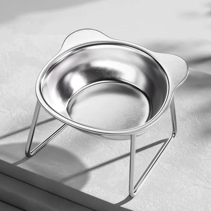 Raised Cat Bowls Tilted Neck Guard Cat Food Bowl 304 Stainless Steel Shatter-resistant Elevated 15° Pet Supplies For Puppy Cat