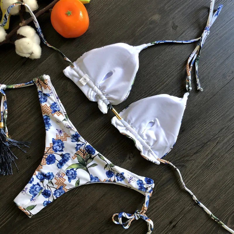 Women's Printed Bikini Beach Holiday Trio