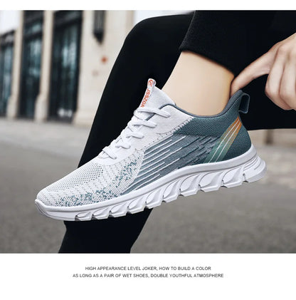 Sneakers new men's shoes trend foreign trade flying woven lace-up running shoes breathable Korean version of tide shoes