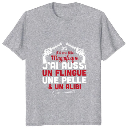 Vintage Dad Father Birthday Gift Tee Casual 100% Cotton Unisex Soft T Shirt I Have A Beautiful Daughter And A Gun T-Shirt funny