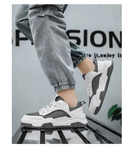 Sneakers for Men High Quality Leather Casual Shoes Thick-soled Vulcanized Shoes Lace Up Platform Tennis Shoes Chaussure Hommes