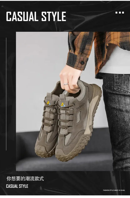 Sneakers for Men High Quality Thick Soled Work Strap Outdoor Mountaineering Anti Slip Platform Wear-resistant Casual Sport Shoes