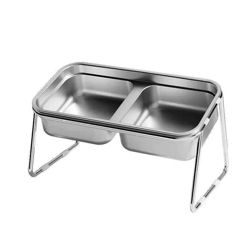 【E】Cat Bowl Cat Food Bowl Stainless Steel Double Bowl Anti-Tip Pet Bowl Cat Eating Bowl Drinking Bowl Grain Bowl Dog Bowl