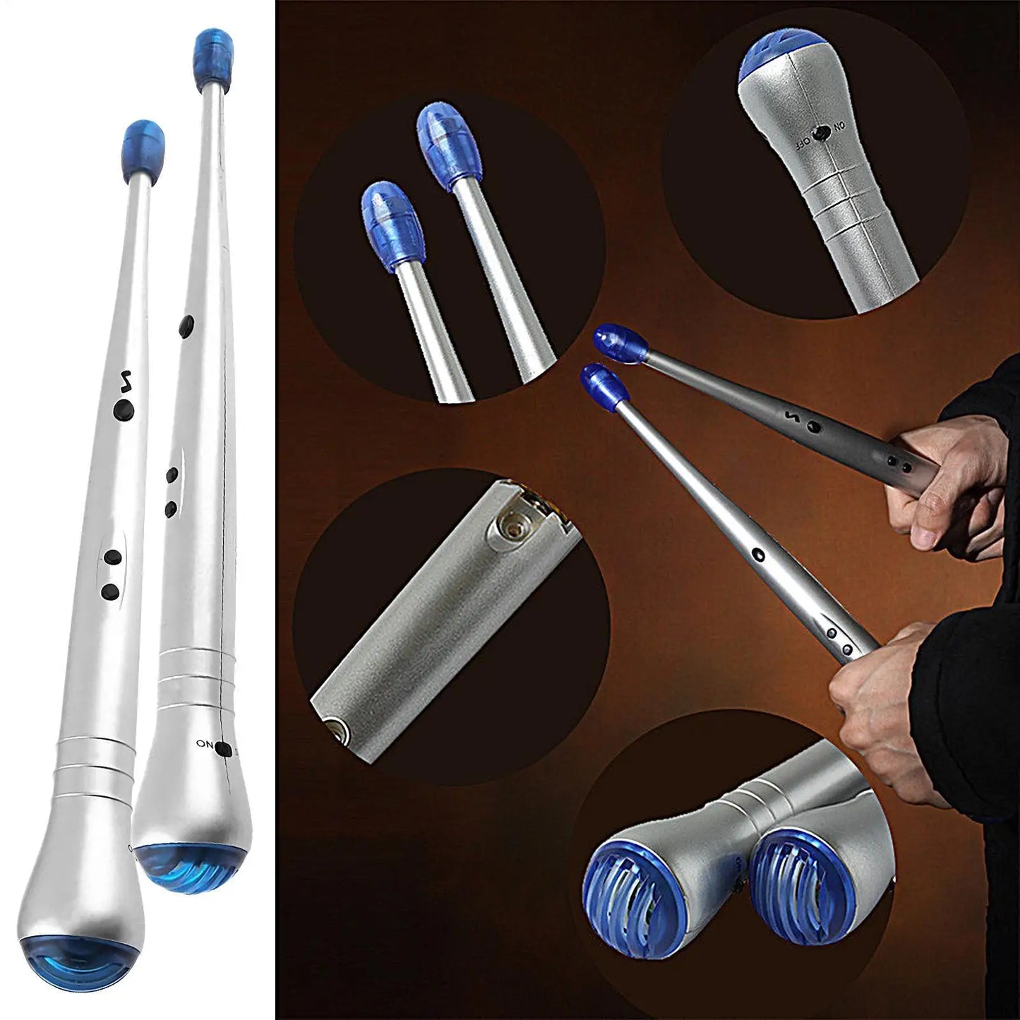 Electronic Air Drum Sticks With LED & Rhythm Sound Wireless Motion Sensor Drumsticks For Kids & Adults, Fun Musical Toy