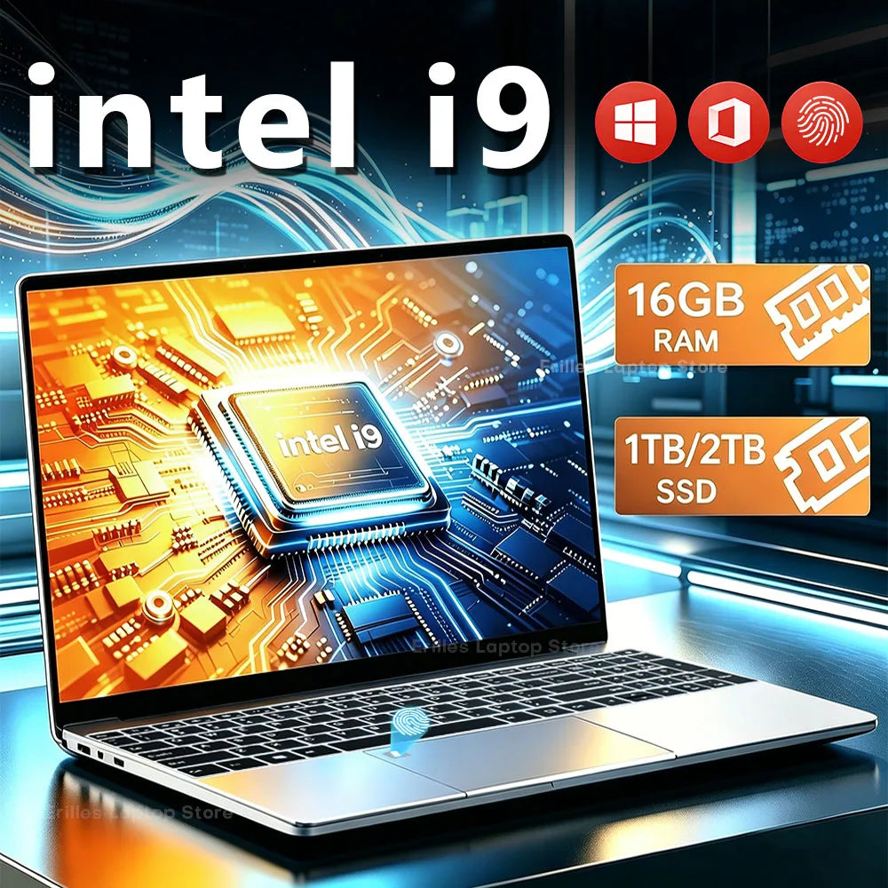 2026 Gaming 15.6"Laptop Intel Core i9 10980HK/i9 9900U Computer 16GB RAM 1TB 2TB 1920*1080 Fingerprint Unlock Backlit Windows 11