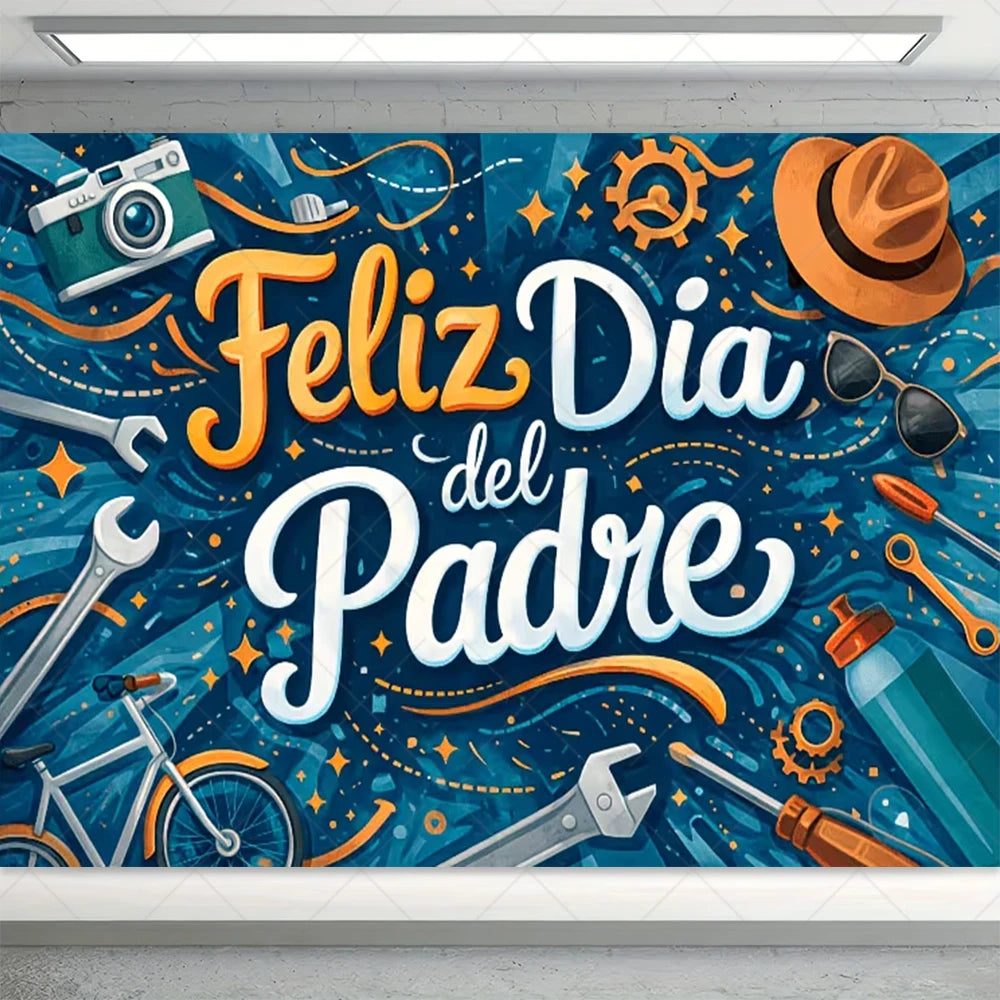 Spanish Happy Father's Day Decor Background I Love Dad Black Suit Tie Family Party Banner Photography Backdrop Supplies Props