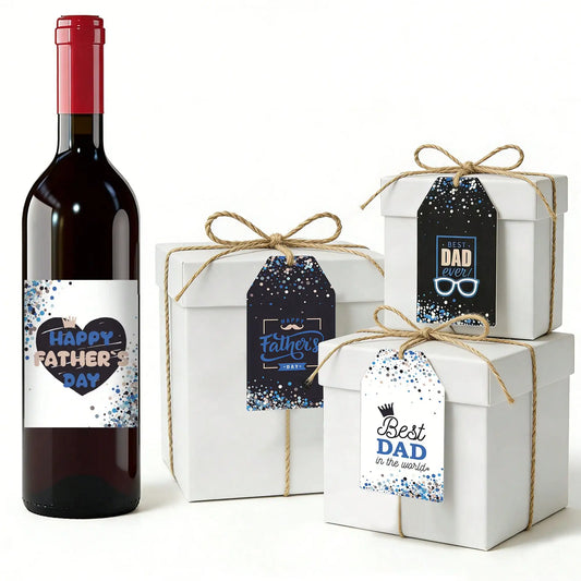 84pcs/60pcs/24pcs Father's Day Gift Tags & Wine Bottle Labels Set for Happy Father's Day Gift Wrapping Tags