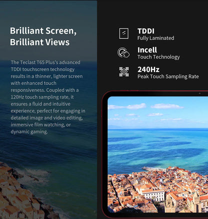 Teclast T65 Plus Android 15 Tablet 13.4" 120Hz IPS 20GB RAM(8GB+12GB) 256GB ROM 10000mAh Dual 4G TLE GPS 13MP AI Camera T65Plus