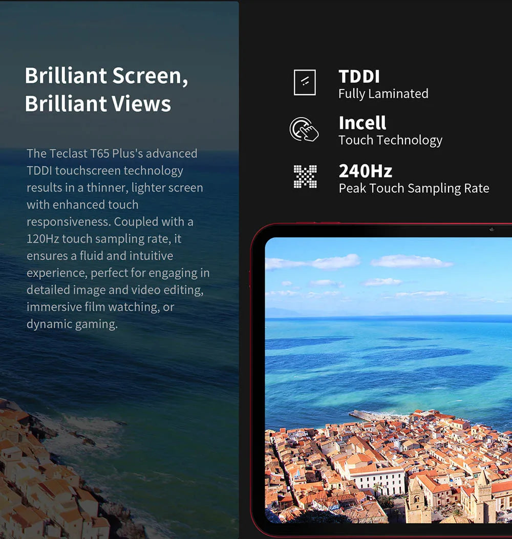Teclast T65 Plus Android 15 Tablet 13.4" 120Hz IPS 20GB RAM(8GB+12GB) 256GB ROM 10000mAh Dual 4G TLE GPS 13MP AI Camera T65Plus