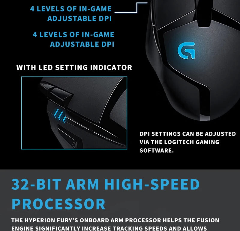 6 programmable buttons, high-speed tracking technology, Logitech G402, making your gaming operations more effortless and seamles