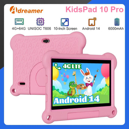 10-Inch Kids Tablet Adreamer KidsPad10Pro 4GB 64GB with Kids Education Software For Children Studying Kids-proof Case
