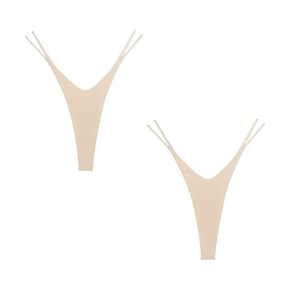 2PCS Sexy High Cut Double-layer Cotton Thong Women's Bikini Bottom Brief G-string Underwear with Elastic Thin Double Belt