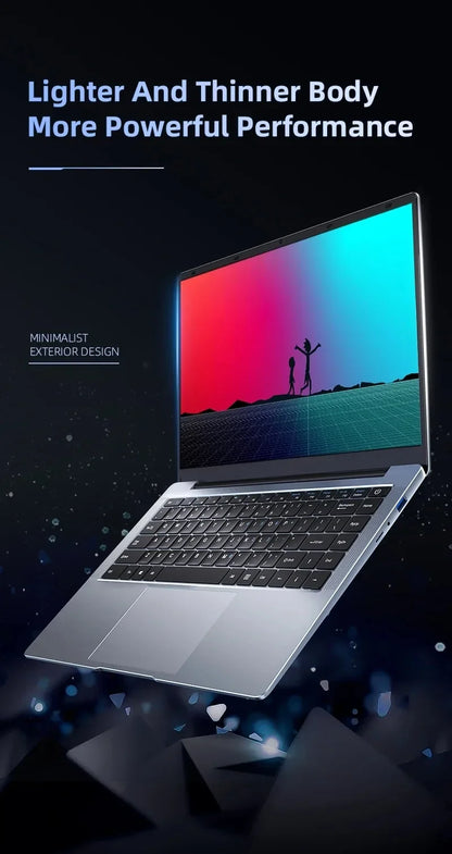 New Ultra Slim Laptop 14.1" 16GB RAM 2TB SSD Intel N3700 Notebook Gamer 1920*1080 Display Office Study Computer PC Windows 11 Pro
