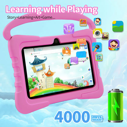 7.0 Inch Kids Tablet Android 12 Quad Core 4GB+64GB WiFi Bluetooth Educational Software Tablets Children's Gifts