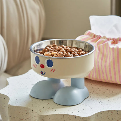 1pc cute elevated bowl - with non-slip mat, easy to clean, protect the cervical spine, pet cat food bowl, dog feeding bowl