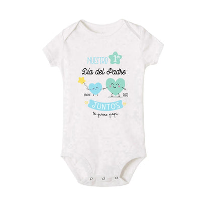 Our First Father's Day Spanish Printed Baby & Dad Matching Clothes Daddy T Shirts Tops Infant Bodysuit Fathers Day Family Outfit