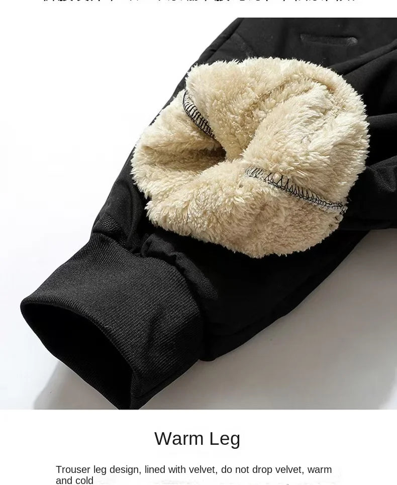 European size thick cotton pants with cashmere for men's cold and casual wear, ultrasonic cotton pants available in multiple col